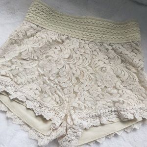 off white lace shorts